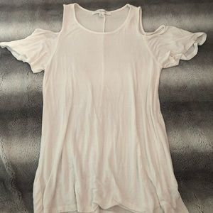 White open shoulder shirt